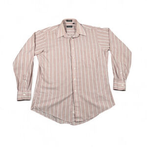 Vintage Christian Dior Shirt Adult LARGE Red Striped Dress Monsieur USA Made 80s